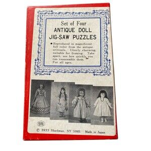 VINTAGE SET OF 4 REPRODUCTIONS ANTIQUE DOLL JIG-SAW PUZZLES SHACKMAN #3933